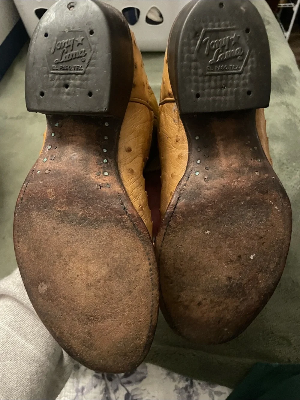 Tony Lama Tan Ostrich Leather Men's Western Boots 8.5D